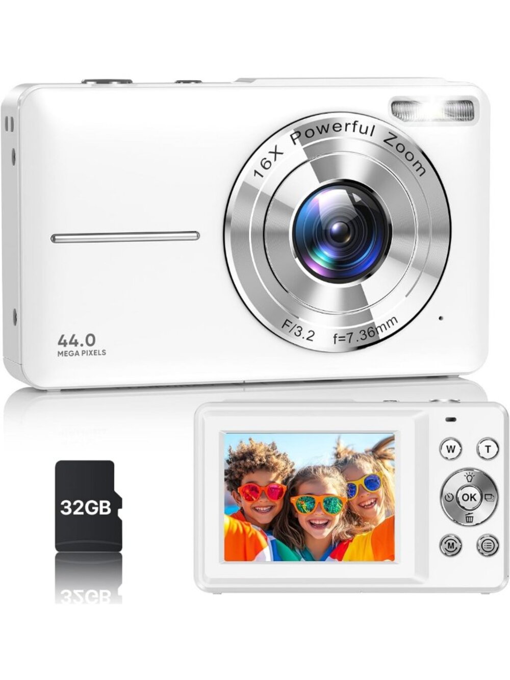 FHD 1080P Digital Camera for Teens & Kids, Compact 16X Zoom, Anti-Shake